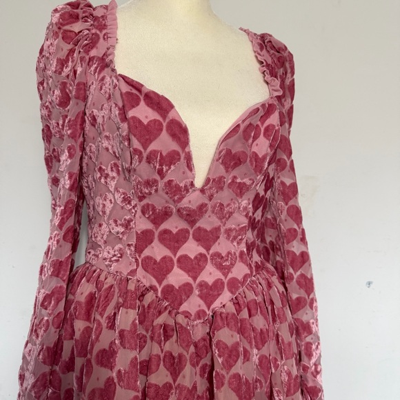 For Love And Lemons Pink Heart Long Sleeve Dress - Picture 2 of 5